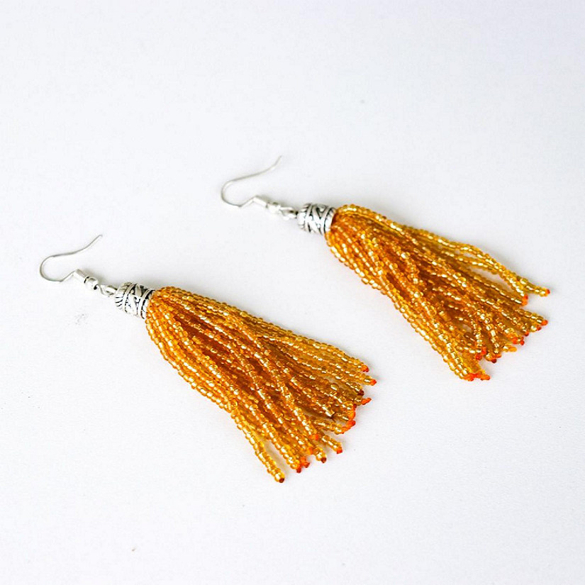 Khutsala&#8482; Artisans Gold Beaded Tassel Earrings 1 pair Image