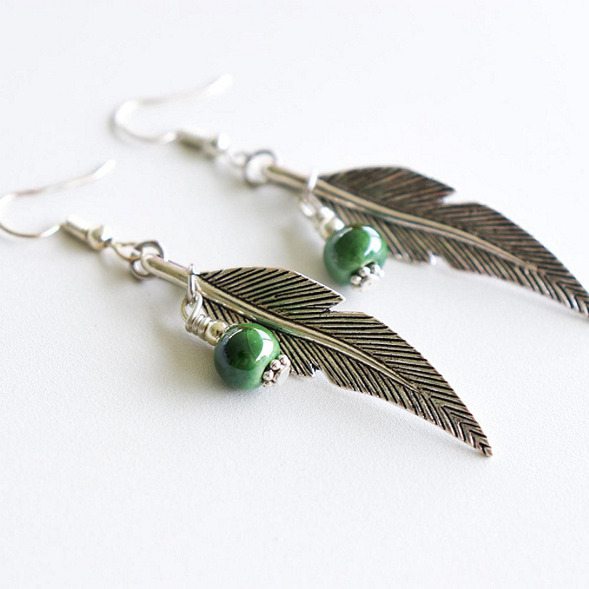 Khutsala&#8482; Artisans Green Leaf Earrings 1 pair Image