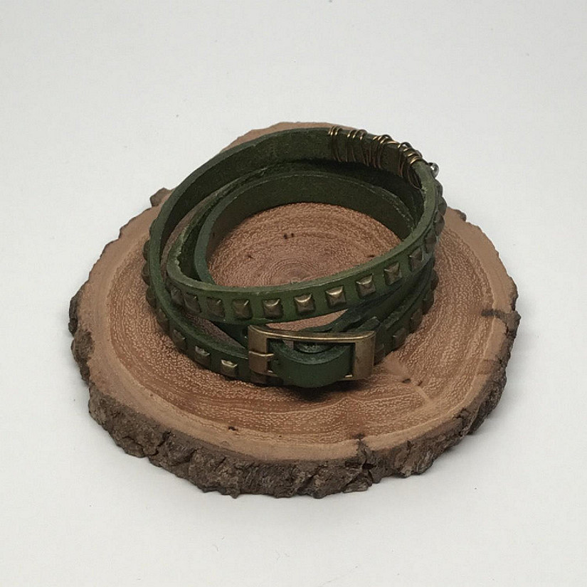 Khutsala&#8482; Artisans Green Studded Leather Bracelet - 1 Piece Image