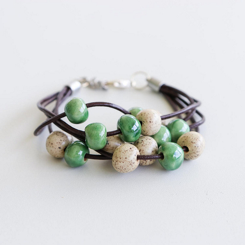 Khutsala&#8482; Artisans Green SwaziMUD&#8482; Leather Cluster Bracelet - 1 Piece Image