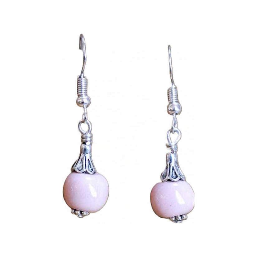 Khutsala&#8482; Artisans Pink SwaziMUD&#8482; Bronze Drop Bead Earrings 1 pair Image
