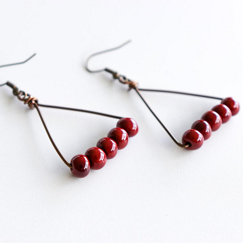 Khutsala&#8482; Artisans Red SwaziMUD&#8482; Triangle Earrings 1 pair Image