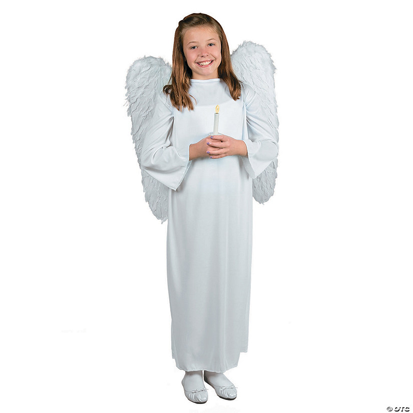 Kid&#8217;s Angel Costume with Wings & Candle - Large/Extra Large Image