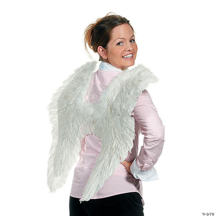 Adult's White Feather Angel Wings