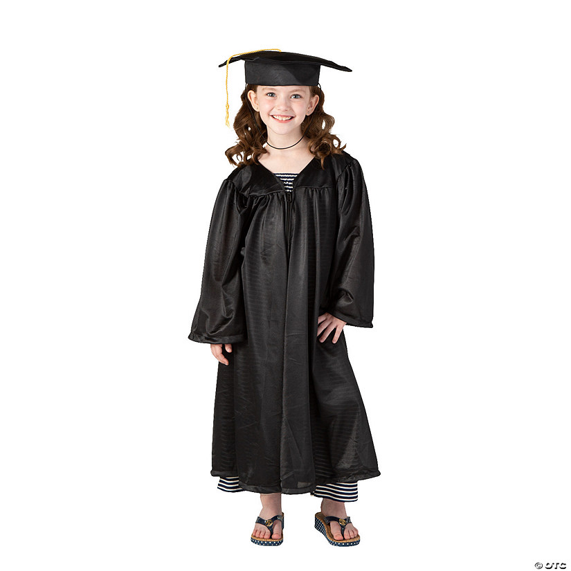 Kids' Black Elementary School Graduation Mortarboard Hat & Gown Set - 2 Pc. Image