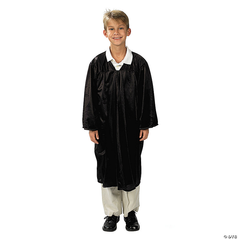 Kids Black Shiny Elementary School Graduation Robe Image