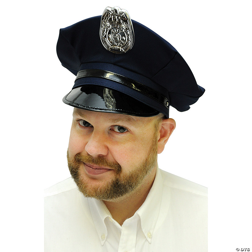 Kids Blue Police Hat with Badge Image
