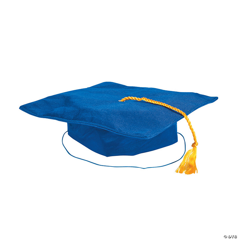 Kids' Blue Shiny Elementary School Graduation Cap with Tassel Image