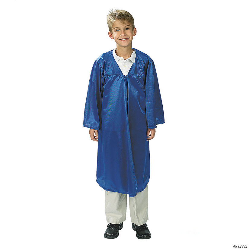 Kids Blue Shiny Elementary School Graduation Robe Image
