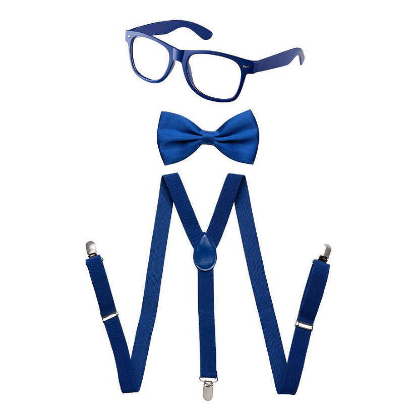 Kids Blue Suspenders, Bowtie, Sunglasses Image