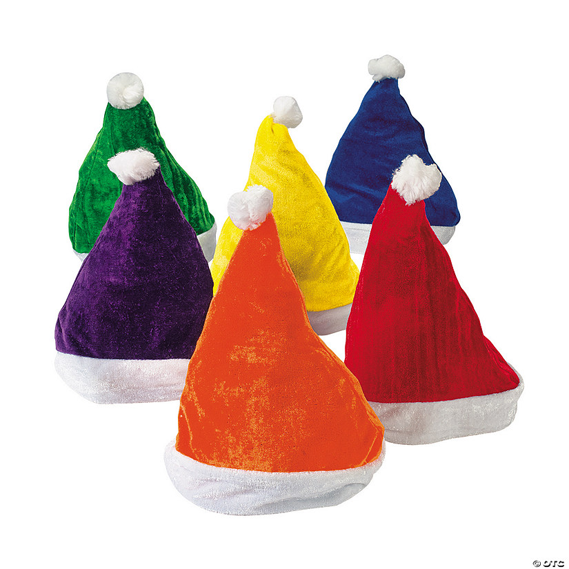 Kids' Colorful Santa Hats - 12 Pc. Image