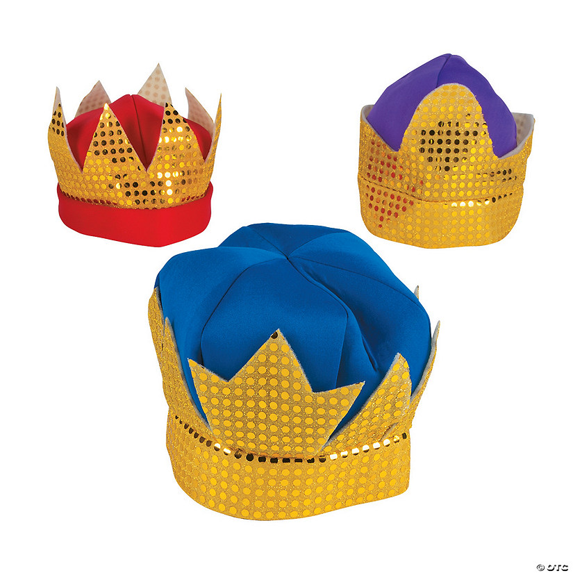 Kids Deluxe Kings&#8216; Crowns with Sequins - 3 Pc. Image