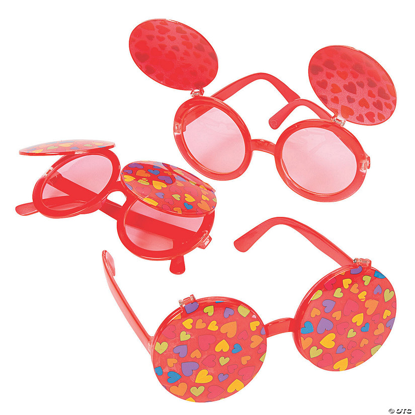Kids Flip-Up Valentine Hearts Sunglasses - 6 Pc. Image