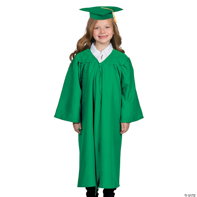Kids&#8217; Green Matte Elementary School Graduation Robe Image