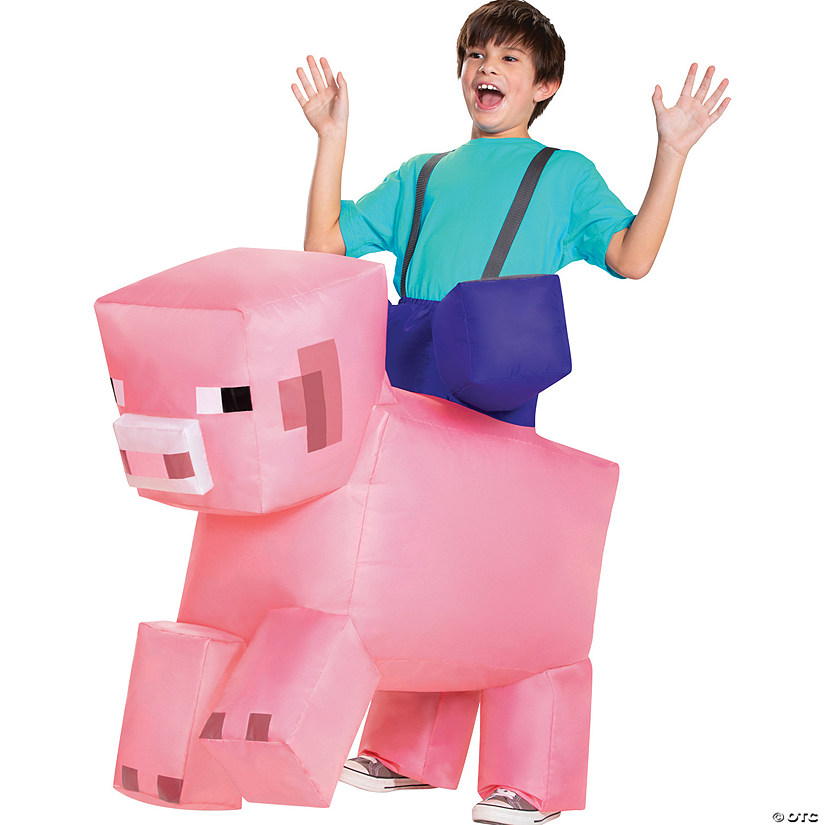 Kids Inflatable Minecraft Pig Ride On Costume Image