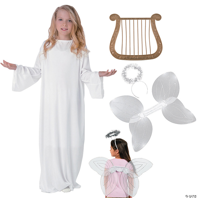 Kid's L/XL Angel Costume with Harp - 4 Pc. Image