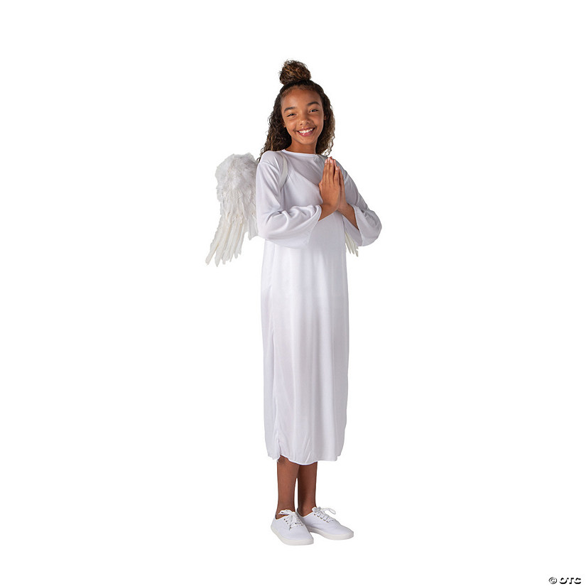 Kids&#8217; L/XL White Angel Gown with Wings - 2 Pc. Image
