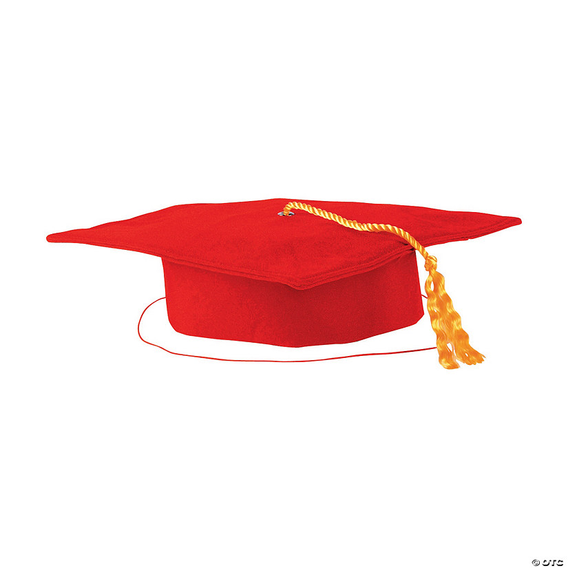 Kids&#8217; Red Matte Elementary School Graduation Mortarboard Hat Image