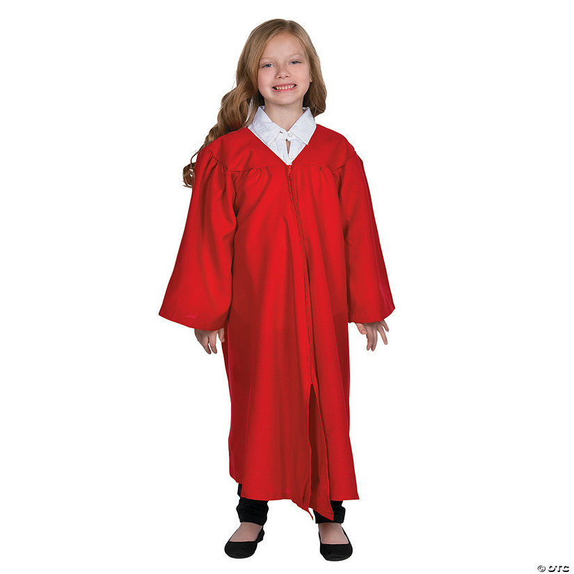 Kids&#8217; Red Matte Elementary School Graduation Robe Image