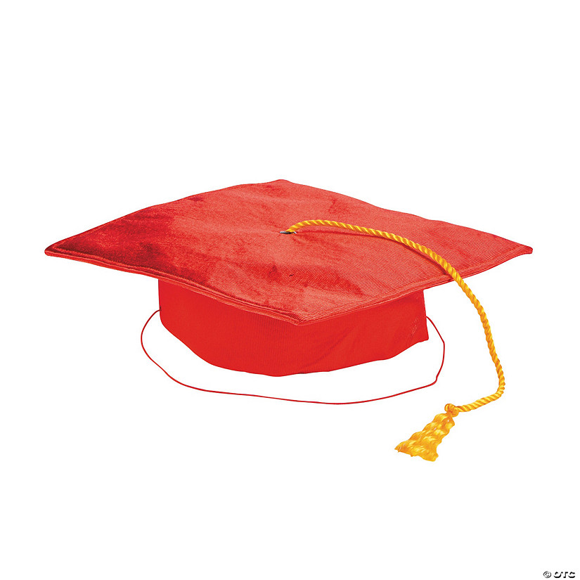 Kids&#8217; Red Shiny Elementary School Graduation Cap with Tassel Image