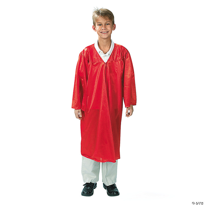 Kids' Red Shiny Elementary School Graduation Robe Image