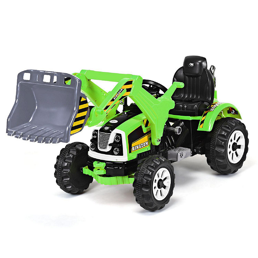 Kids Ride On Excavator Truck 12V Battery Powered w/Front Loader Digger Green Image