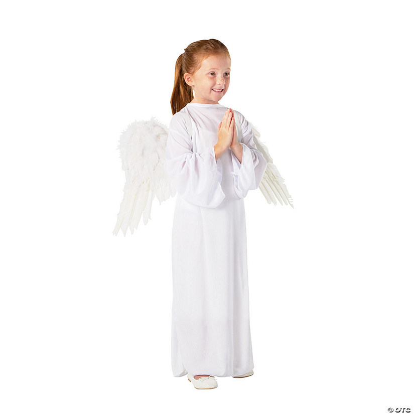 Kids&#8217; S/M White Angel Gown with Wings - 2 Pc. Image