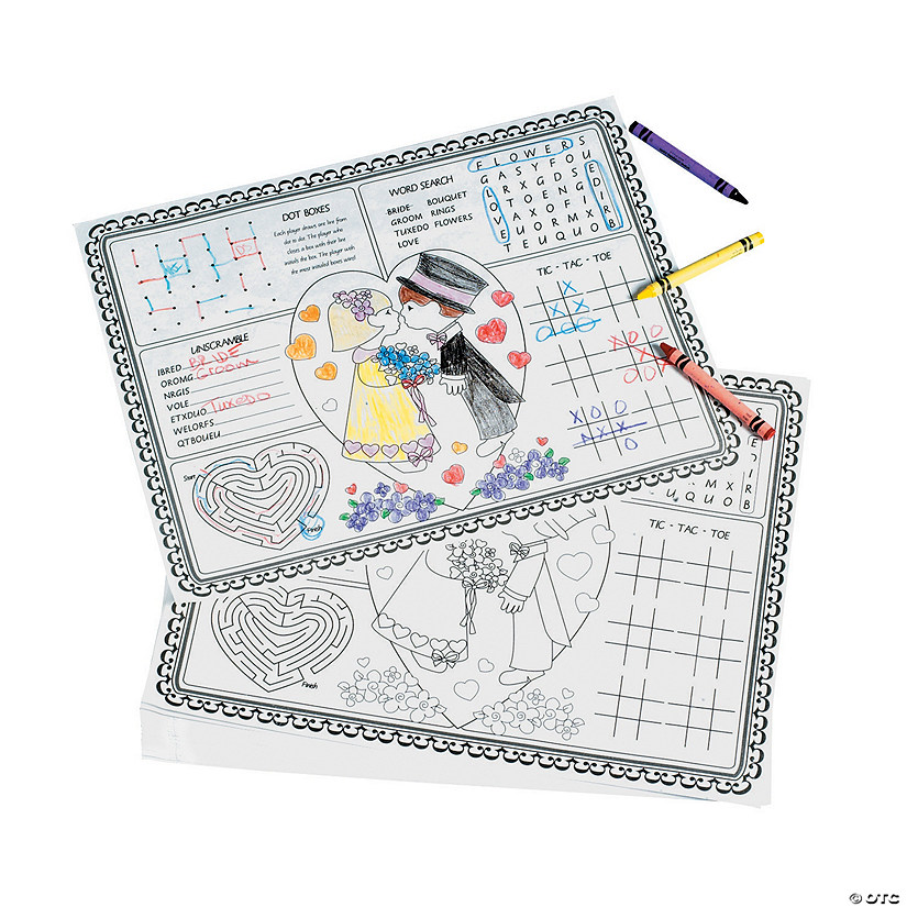 Kids Wedding Activity Placemats - 12 Pc. Image