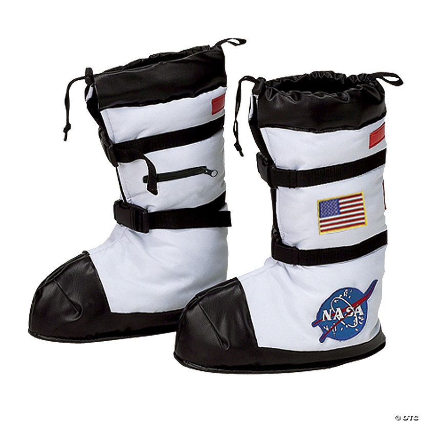 Kids White & Black Astronaut Boots - Small Size 8 1/2 - 11 Image