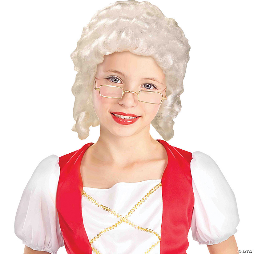 Kids White Colonial Wig Image