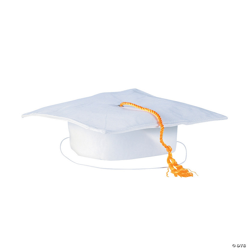 Kids&#8217; White Matte Elementary School Graduation Mortarboard Hat Image