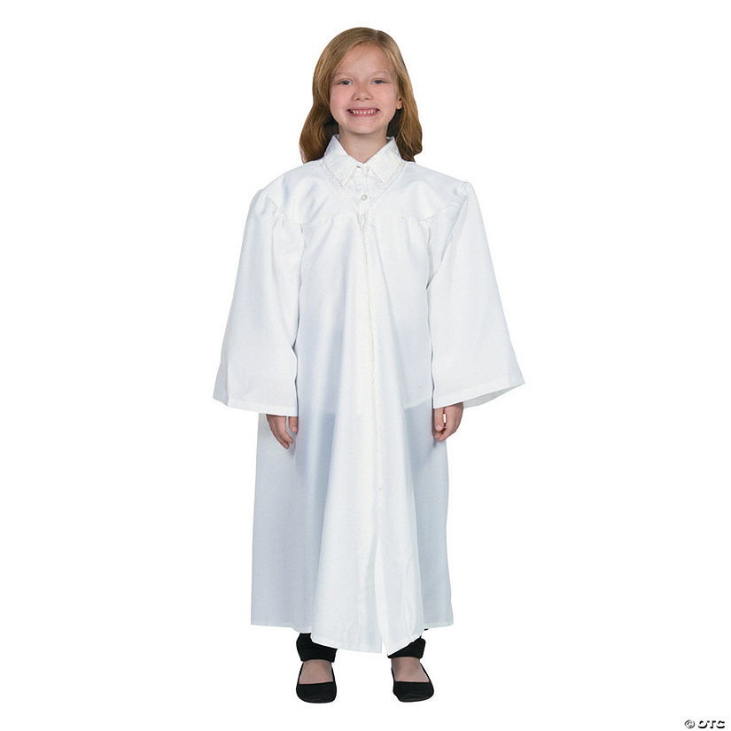 Kids&#8217; White Matte Elementary School Graduation Robe Image
