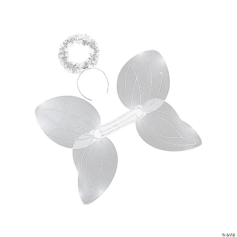 Kids White Nylon Angel Wings & Halo Headband - 2 Pc. Image