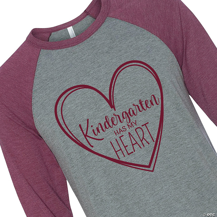 Kindergarten Has My Heart Adult's Baseball T-Shirt Image