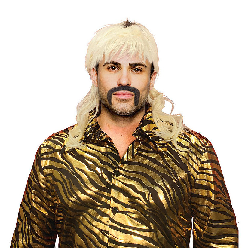 King of Tigers Cosplay Wig  Blonde Mullet Wig and False Mustache Costume Set Image