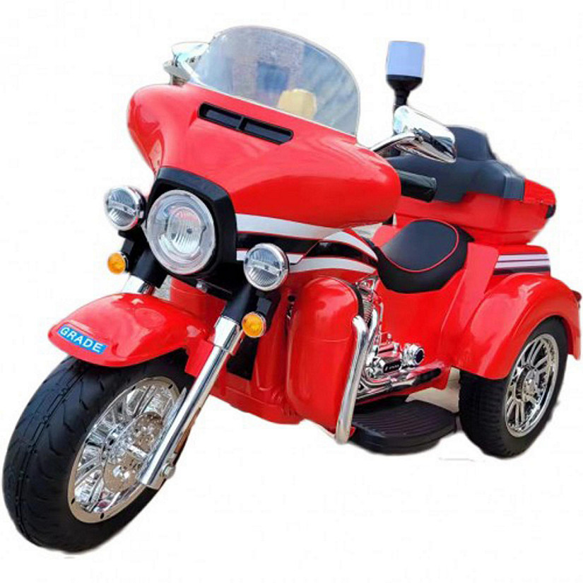 KingToys 12V Ride On Police Motorcycle Tricycle with Siren Light Image