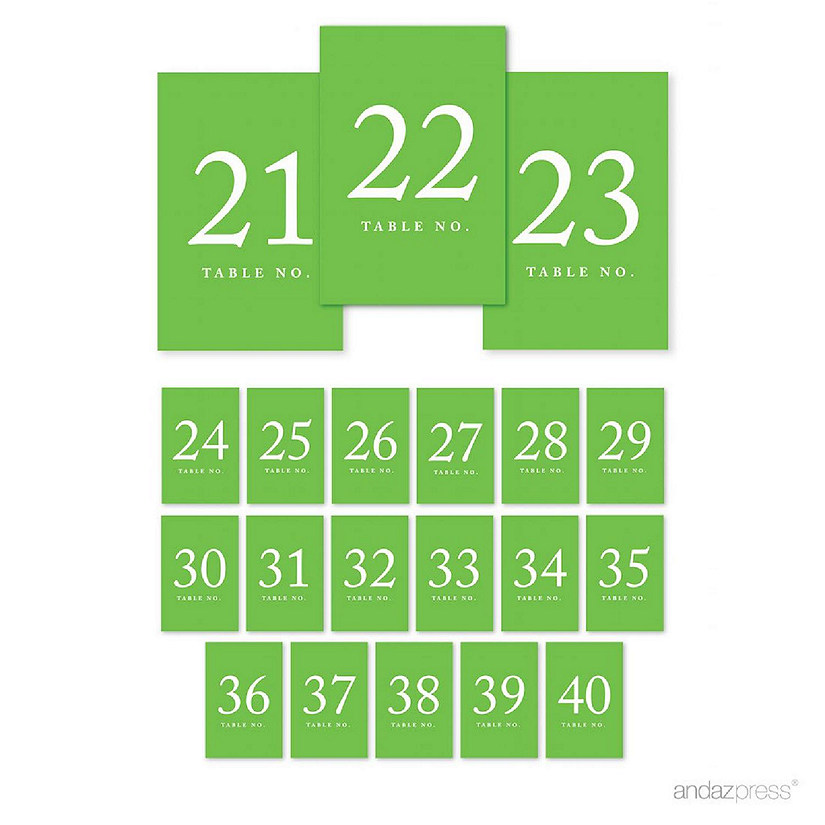 Kiwi Green Table Numbers 21 40 Image