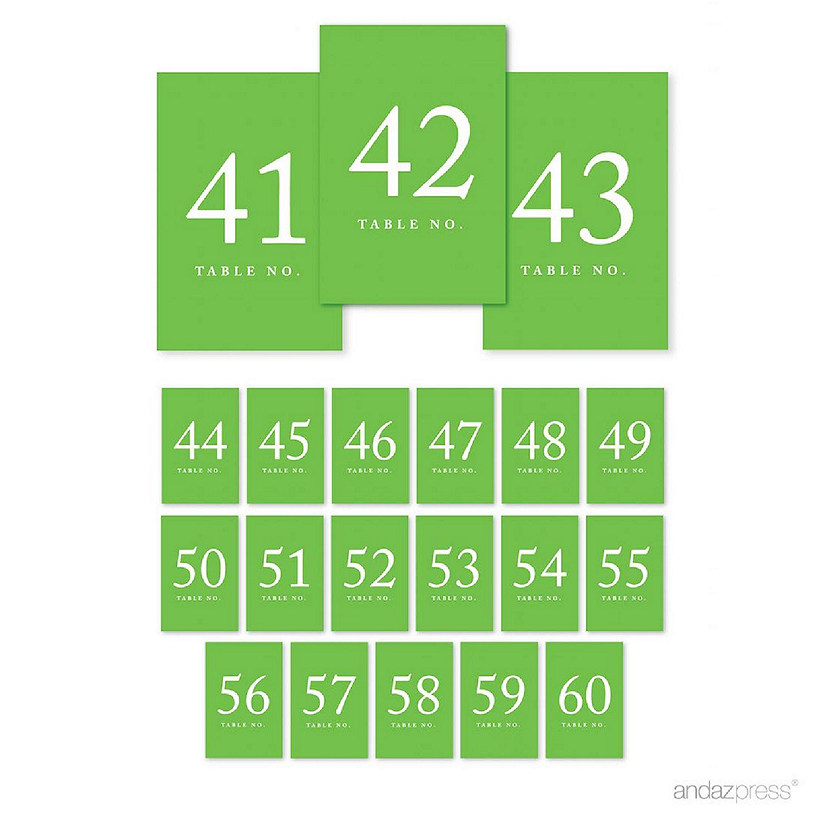 Kiwi Green Table Numbers 41 60 Image