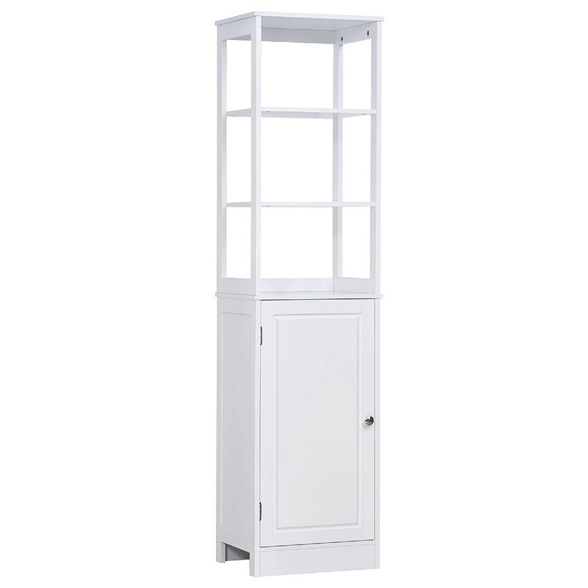 kleankin Tall Bathroom Storage Cabinet Freestanding Linen Tower
