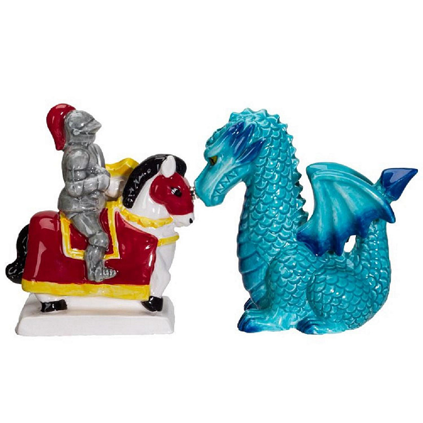 Knight and Dragon Ceramic Magnetic Salt and Pepper Shaker Set Image