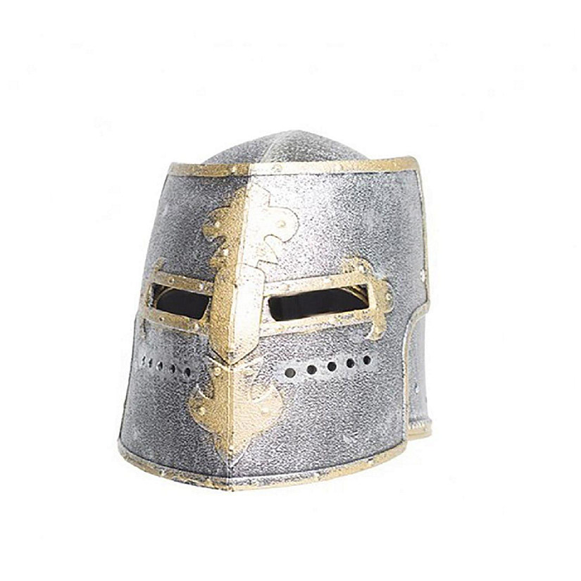 Knight Box Helmet Silver Adult Costume OS Image