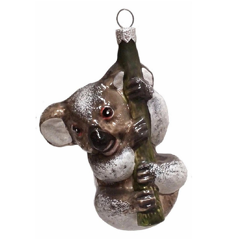 Koala Bear Hanging on Branch Polish Blown Glass Christmas Ornament Decoration Image