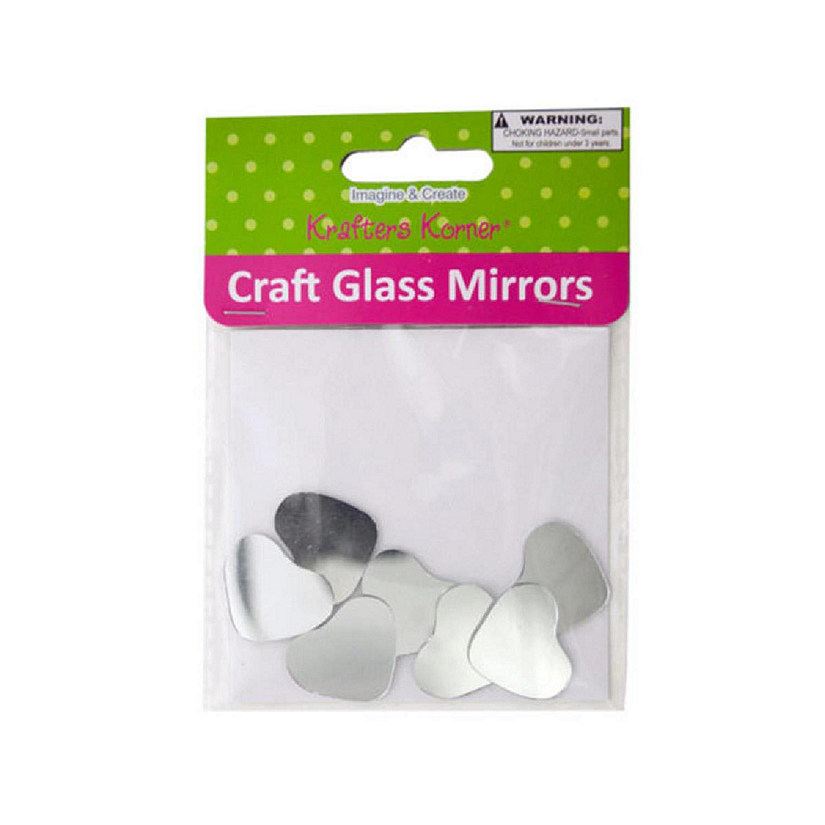 Kole Imports AC023-18 Mini Heart Shape Craft Glass Mirrors - Pack of 18 Image