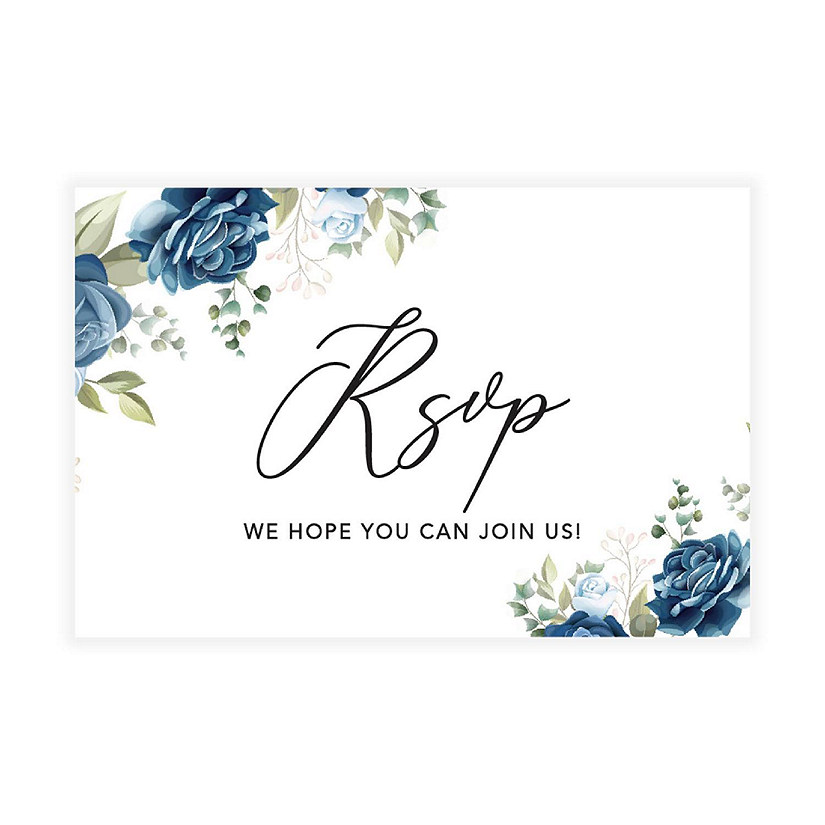Koyal Wholesale 56-Pk RSVP Postcards for Wedding Dusty Blue Roses Cardstock Response Reply Cards, "4 x 6" Image