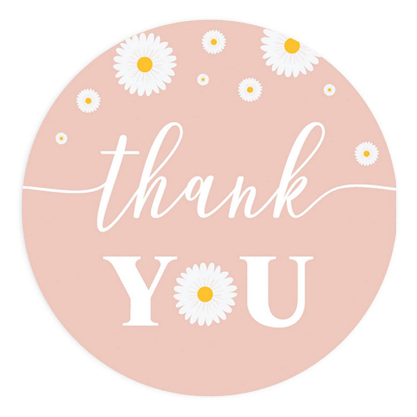 Koyal Wholesale Daisy Favor Thank You Stickers, 80-Pk 2-Inch Round Image