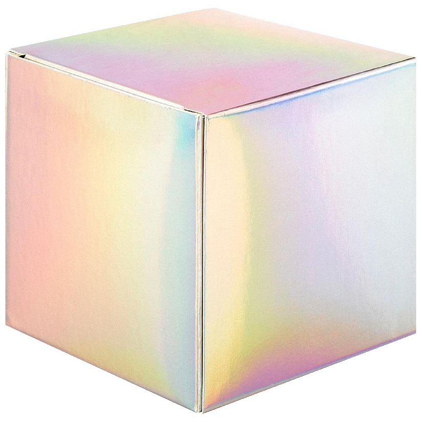 Koyal Wholesale Iridescent Party Favor Boxes, 3 x 3 x 3 inch, 50 Pack, Holographic Foil Treat Boxes, Gift Tuck Box Image