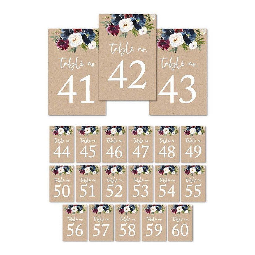 Kraft Floral Table Numbers 41-60 4x6 Image