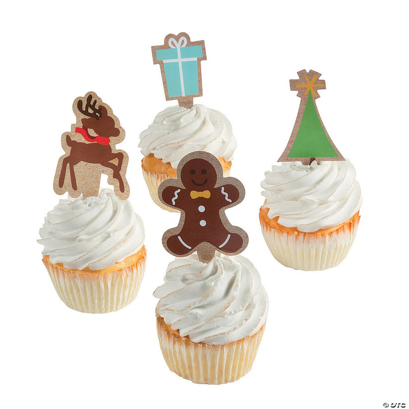 Kraft Paper Christmas Cupcake Decorations