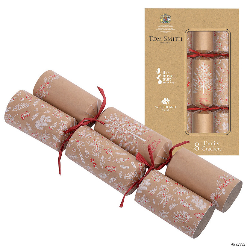 Kraft Paper Family Christmas Party Crackers - 8 Pc. Image