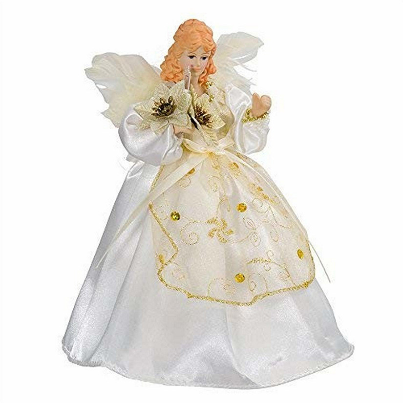 Kurt Adler 10-Light 9-Inch Ivory and Gold Angel Treetop | Oriental